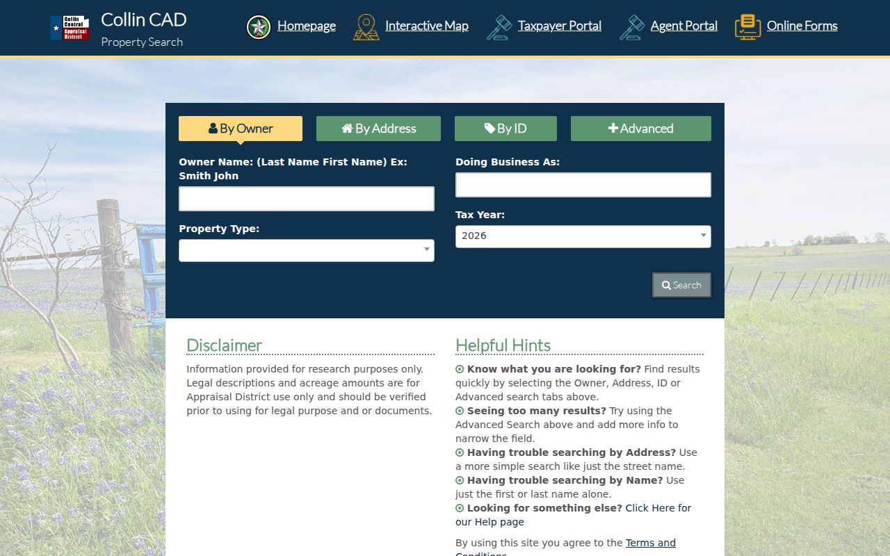 McKinney residents directory CCAD property search fields
