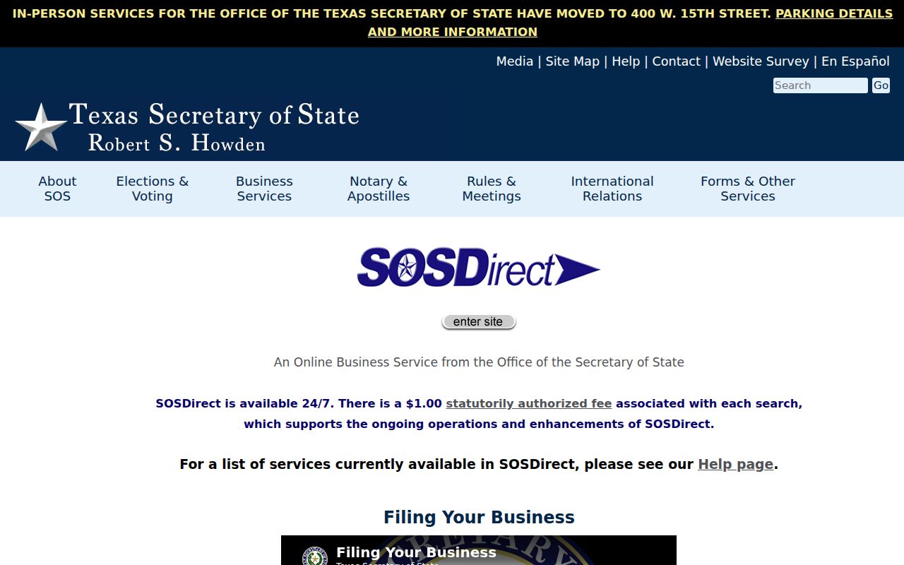 McKinney residents directory Texas SOSDirect filing search
