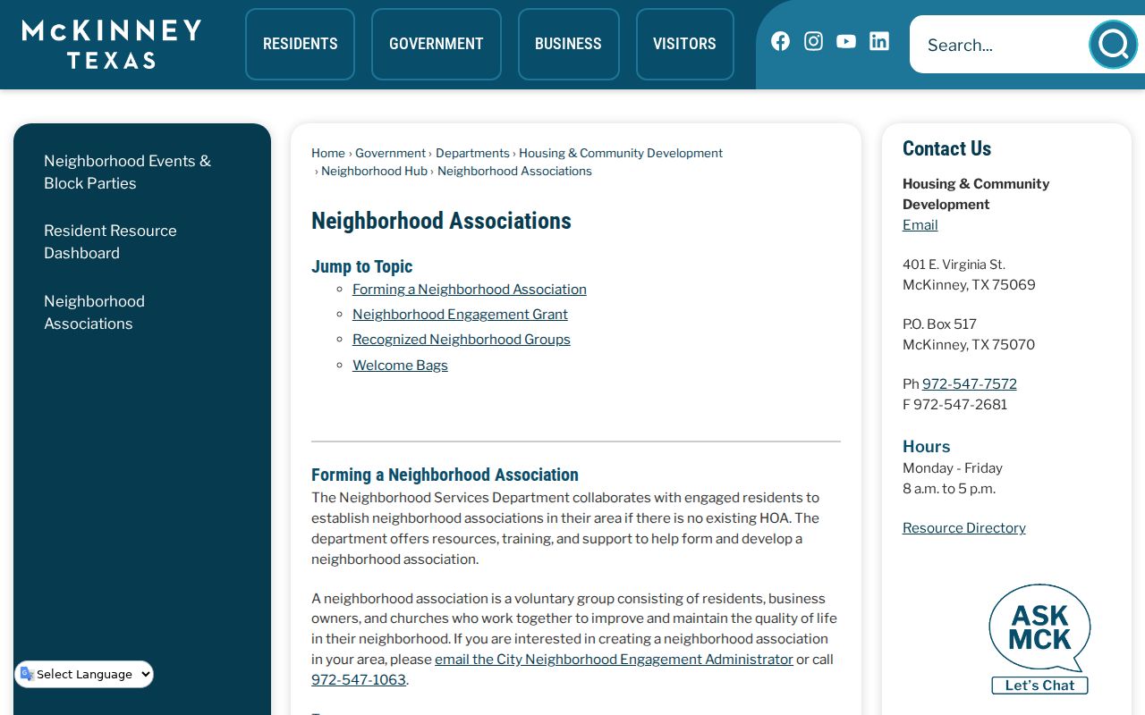 McKinney neighbors Neighborhood Associations resource