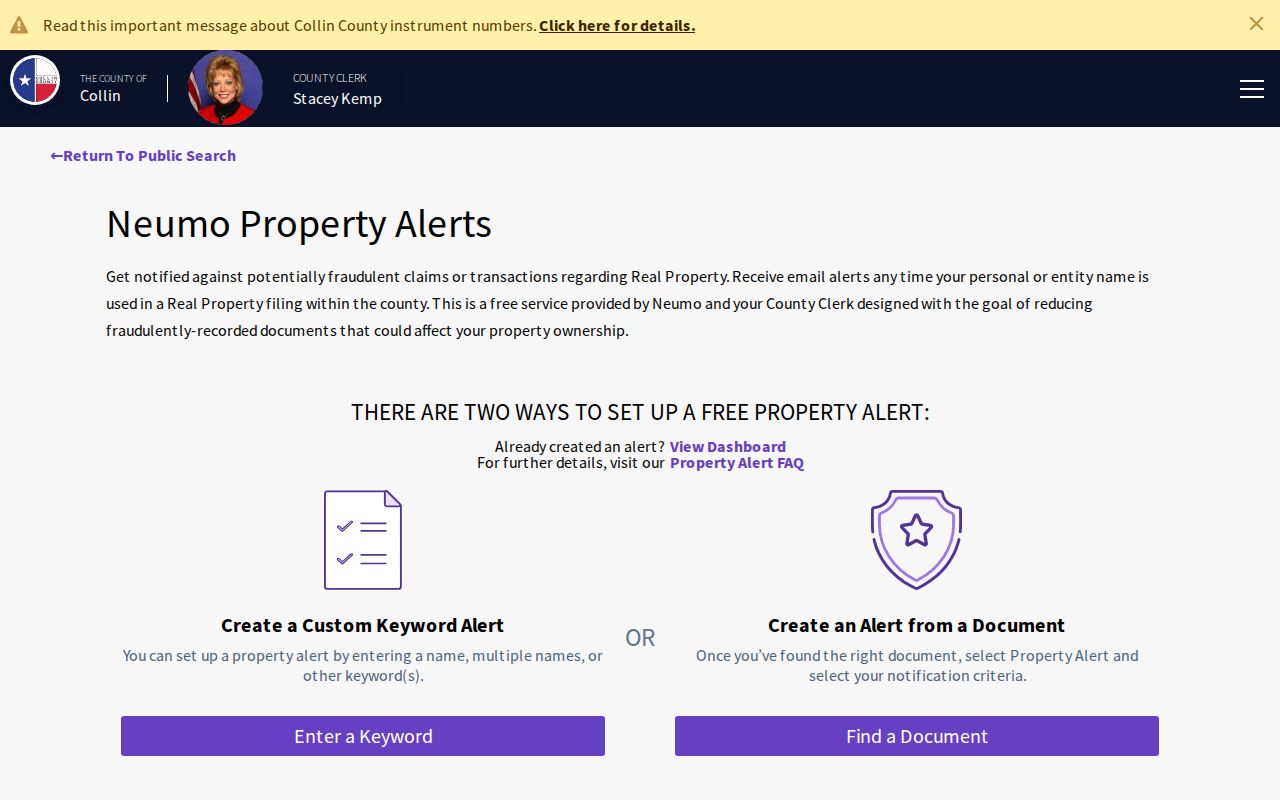 McKinney previous residents Collin County Property Alert service