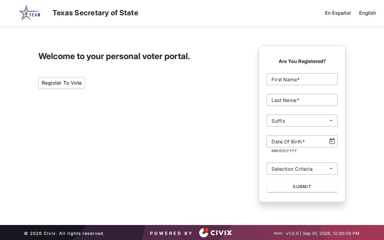 McKinney resident lookup view of the Texas My Voter Portal