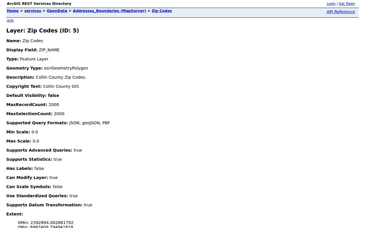 McKinney ZIP code directory view of the City GIS ZIP layer
